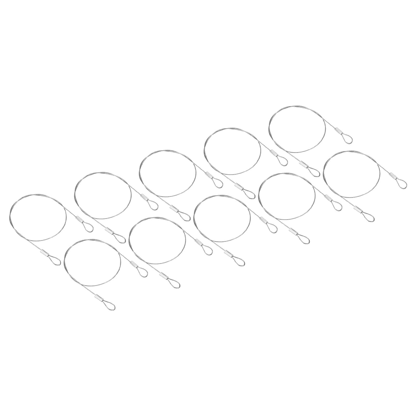 PATIKIL 16 Inch Safety Security Cable Wire, 10 Pack Stainless Steel 40cmx1mm Stage Lights Rope with Double Loop for DJ Lighting Luggage Lock
