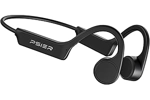 PSIER Bone Conduction Headphones, Open-Ear Bluetooth 5.4 Wireless Sport Headphones, Bone Conduction Earbuds 10H Playtimes with Mic, IPX6 Waterproof Earphones for Hiking, Cycling, Gym, Black