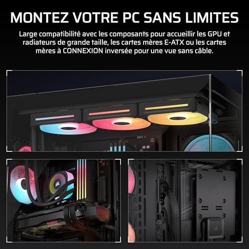 3500X LX-R RGB Boîtier PC Mi-Tour avec Vitre Panoramique – 3 Ventilateurs RGB LX120-R Préinstallés, Comprend System Hub, Peut Accueillir Jusqu'à 10 Ventilateurs de 120 mm – Noir