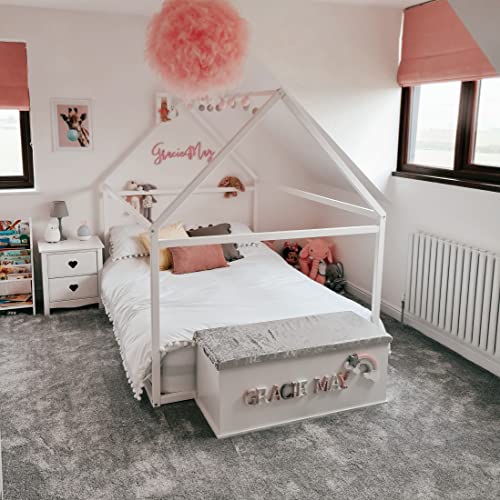 Queen size Montessori floor level bed, Montessori toddler house shaped bed frame with slats