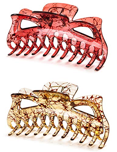 Prettyou 5.5" Large Crystal Plastic Hair Claw Banana Clips for Women,pack of Two (Colorset-No.9)