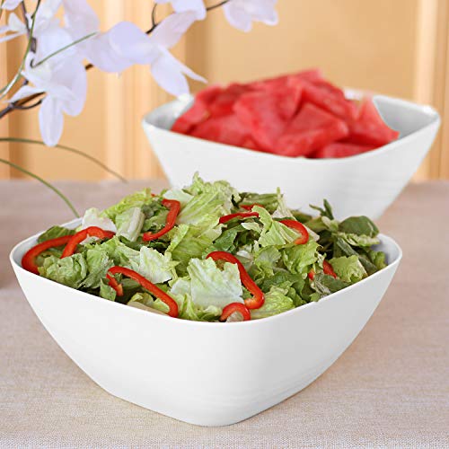 Zilpoo Set of 4 - Large Plastic Serving Bowls, Reusable Mixing Bowl, for Party Side Dishes, Snack and Salad, Square Popcorn Party Tub Bucket,152-OZ, Pure White