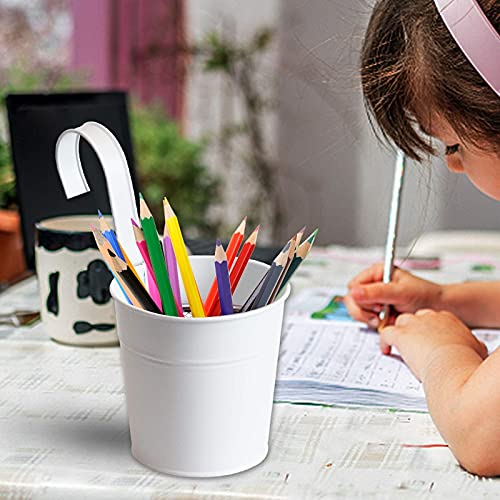 MorTime 10 Pack Metal Hanging Bucket Planter with Hook, 4 Inches Mini