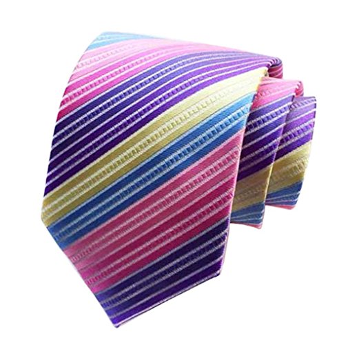 L04BABY Colorful Striped 100% Silk Ties Jacquard Woven Formal Men Tie Neckties