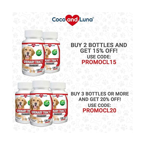 Cranberry for Dogs 120 Chewable Tablets Urinary Tract Support, Bladder Support for Dogs, Dog