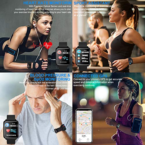Smart Watch, Fitness Tracker Smartwatch Activity Tracker with Heart Rate Blood Pressure Monitor IP67 Waterproof Fitness Watch Sports Wrist Android Watch Wristbands for Samsung iOS Phones Men Women