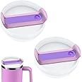 40 OZ Tumbler Lid Replacement Fit for Stanley Cup, 2 Pack Clear Replacement Lids Fit for Stanley Travel Tumbler, Spill Proof Tumbler Covers for Stanley Cup Accessories (Opaque - Purple)