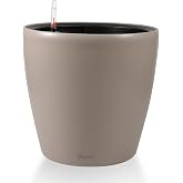 Dexceder 15x14 Self Watering Planter with Wheels (Taupe Matte) | Inner Pot Design, Thickened Large Floor Standing Flower Plant Pot with Water Level Indicator Indoor Outdoor