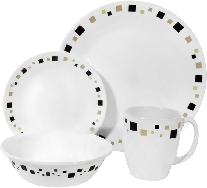 Corelle Livingware Geometric 16Piece Dinnerware Set, Service for 4 Amazon.ca Home & Kitchen