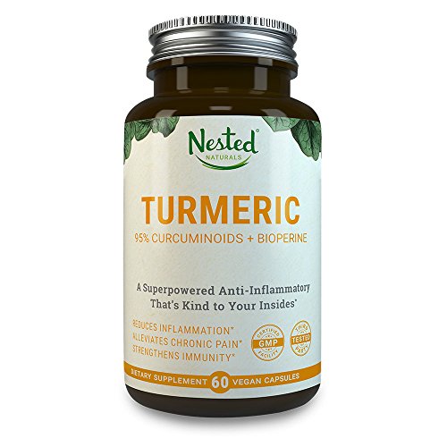 Turmeric Curcumin 1000mg with BioPerine | 95% Curcuminoids | 60 High Absorption Vegan Caps + Black Pepper Extract | Herbal Supplement for Healthy Joint Function | Moderate Pain & Inflammation Relief