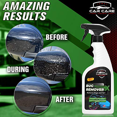 Car Care Haven Bug Remover X - Tar, Goo, Road Grime, Tree Sap, Bird Poop, Cleaner for Vehicles - Windshields, Mirrors, Grills & Hood - Bugs Removal Spray for Cars, Motorcycle, Boat, Truck & Campers - Thumbnail 2