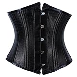 Women's Spiral Steel Boned Satin Underbust Waist Cincher Brocade Corset Top