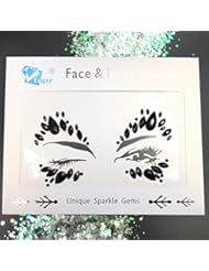 Black Face Jewels Halloween Rhinestones self Adhesive Crystal Face Gems Halloween Beauty Body Glitter Tattoo Eyebrow Face Body Jewelry (Black)