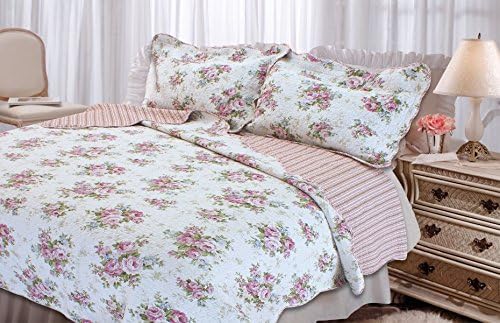 Textiles Plus Quilted Cottage Spring Rose Quilt Set, Twin