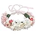 Flower Headband Pink Hair Wreath Floral Flower Crown Bridal Headpiece with Ribbon