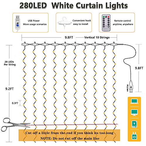 LED-Window-Curtain-String-Light-3MX28M-280-LED-8-Modes-Fairy-Lights-with-Hook-Remote-Control-USB-Powered-Waterproof-Copper-Wire-Decor-Lights-for-Christmas-Bedroom-Party-Wedding-White