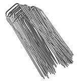 100-Pack 6 Inches Heavy Duty 11 Gauge Galvanized Steel Garden Stakes Staples Securing Pegs for Securing Weed Fabric Landscape Fabric Netting Ground Sheets and Fleece