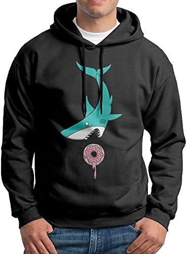 FDLB Men's Shark Vs Donut Hip-Hop Cool Hoodie Hooded Sweatshirt L Black