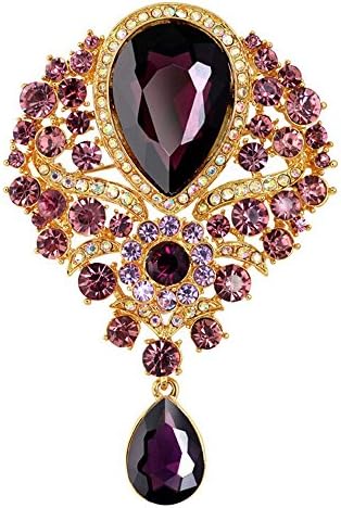 Tanwpn Women Brooch Crystal Brooch Pin Gold-Toned Christmas Bell Christmas Jewelry Gift