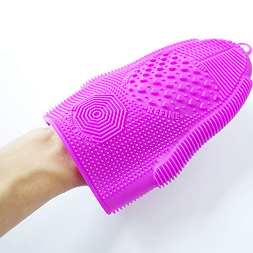 ScivoKaval Makeup Brush Cleaner Glove Mat Mitt Silicone Cosmetic Cleaning Scrubber Tool Face Brushes and Eye Brush Washing Pad Light Purple - Thumbnail 4