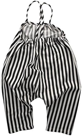 MetYoo Infant Baby Girls' Black and White Vertical Striped Harem Pants Romper
