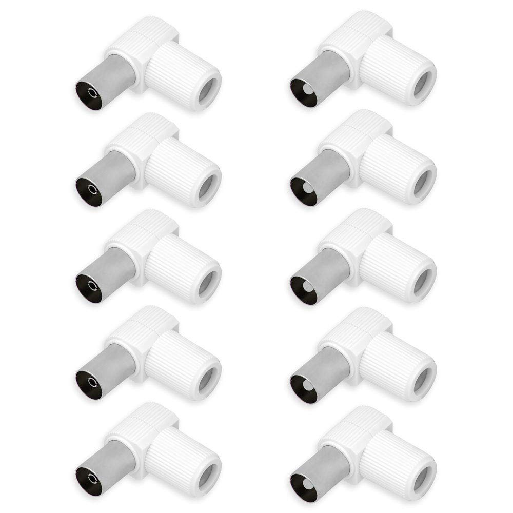 TV Coaxial Plug Sockets (5 x Male + 5 x Female, Angled Plug + Angle Female)