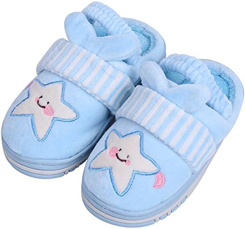 UIESUN Unisex Toddler Little Kid Shoes Slippers Funny Star Cloud Boy Girl Winter Soft Bedroom Indoor House Blue 16/17