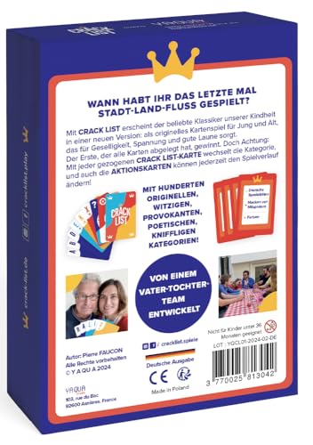 CRACK LIST – Stadt Land Fluss Kartenspiel | Lustiges Familienspiel für 2-8 Spieler | Gesellschaftsspiel ab 10 Jahren | Partyspiel für Erwachsene & Kinder | 30 Minuten | Deutsch 2