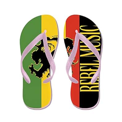 Amazon.com | CafePress - Reggae Rebel Music Rasta - Flip Flops, Funny Thong Sandals, Beach 