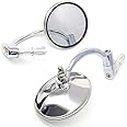 Classic Chrome Motorcycle Bar End Mirrors, Universal Round Rearview Side Mirrors Fit for 7/8'' Motorcycle Handlebar
