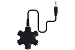 onelinkmore Headphone Splitter, 5-Jack 3.5 mm Audio Headphone Splitter Stereo Audio Headset Adapter, Audio Earbuds Earphones Plug 5 Way 1 Male to 4 Female Splitter with 3.5mm Stereo Cable