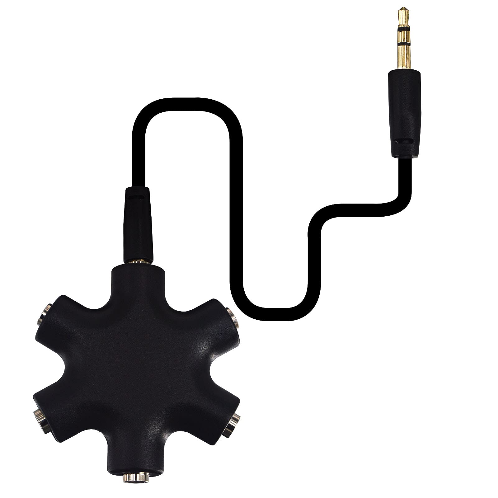 Photo 1 of Onelinkmore Headphone Splitter - 5-Jack 3.5mm Audio Stereo Adapter for Headsets, Earbuds, Earphones - 1 Male to 4 Female With Stereo Cable