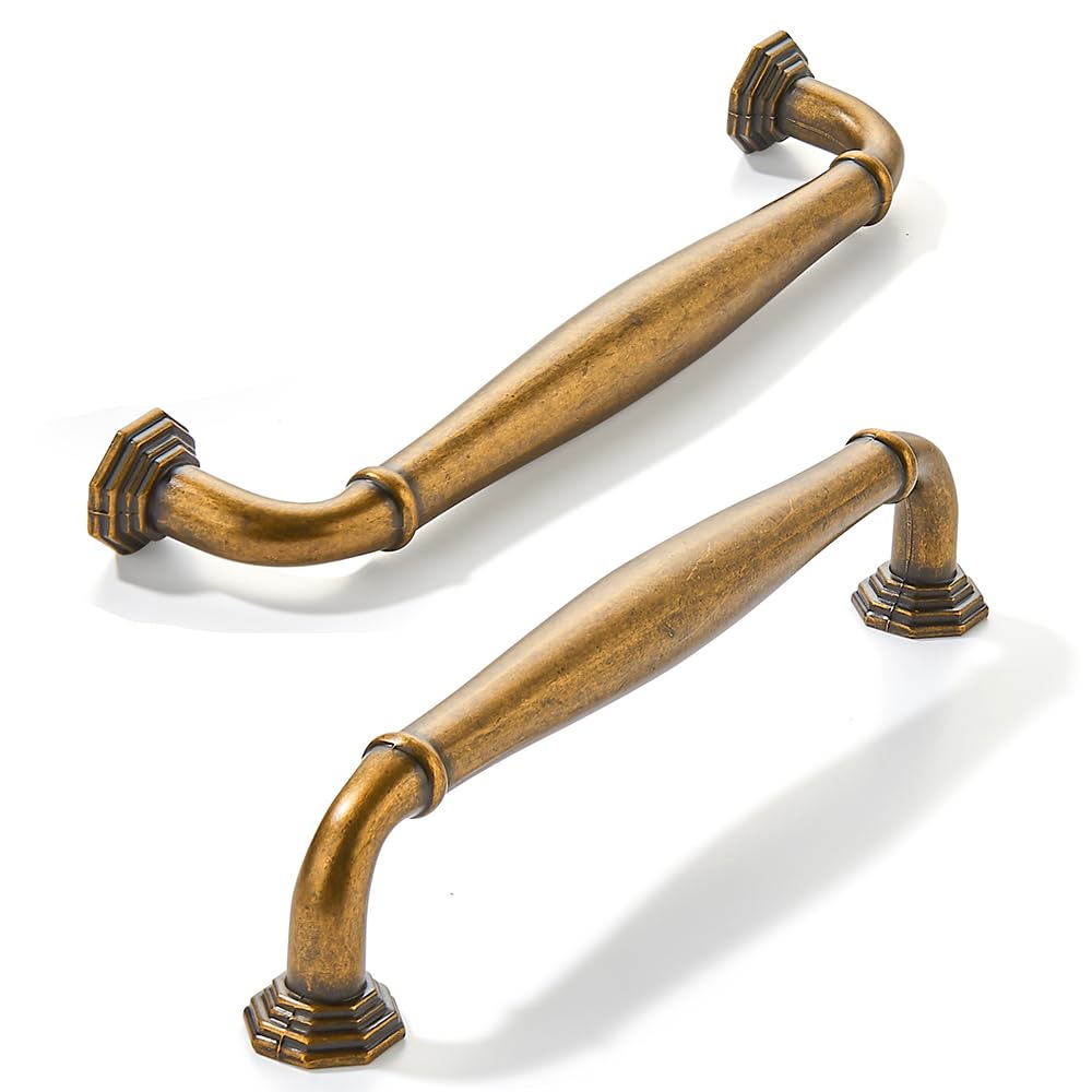 Photo 1 of CABDM 10 Pack 4 Inch Hole Center Antique Brass Heavy Duty Solid Cabinet pulls Ideal for Dressers, Bathroom, cabinets, and Kitchens cabinets.