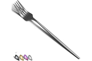 Matt Black Dinner Forks 6 Piece, Stainless Steel 8.4'' Forks Silverware Set, Dessert Forks, Table Forks, Salad Forks for Home