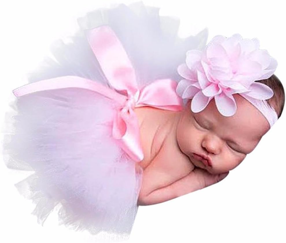 Quistal Newborn Photo Shoot Baby Girl Boy Head Band + Skirt Photography Prop