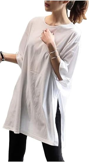 Amazon エムズ モア Tシャツ レディース 半袖 ｔシャツ ドルマンtシャツ 無地 むじ ビックシルエットtシャツ ミセス ビックサイズ Tしゃつ 室内着 部屋着 ナイトうえあー ねまき とろみtシャツ スポーツ Uネック ゆったり ヨガ トレーニング レディーズ 涼しい 体型