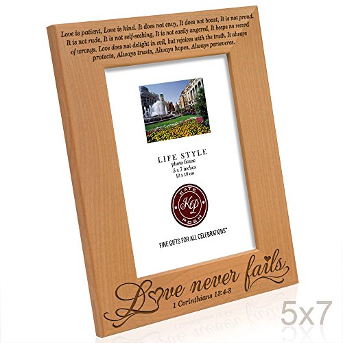 Kate Posh - Love Never Fails - 1 Corinthians 13:4-8 - Wood Picture Frame (5x7-Vertical) - Thumbnail 3