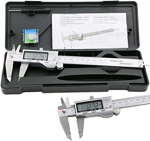 AUTO POWER OFF lectronic Electronic Digital Caliper,LCD Screen and 0-6" Inch/Metric/Fraction Conversion, Stainless Steel, Water Resistant