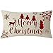 NIDITW Nice Christmas Birthday Gift Merry Christmas Reindeer Snowman Tree Snowflakes Lumbar Waist Beige Cotton Linen Throw Pillow Case Cushion Cover Sofa Home Decor 12x20 Inches (13)