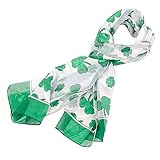 Shamrock Scarf with Green Border for St Patrick's Day in White