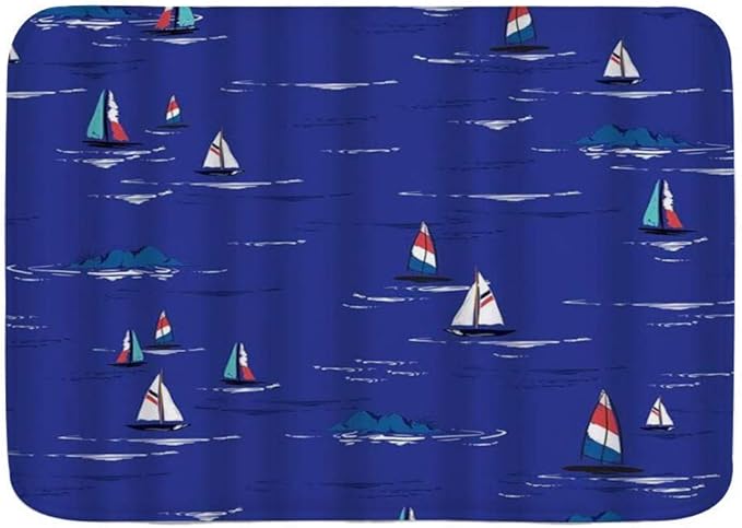 AoLismini Badematte Badezimmerteppiche, Boot Sommer Helle Handzeichnung