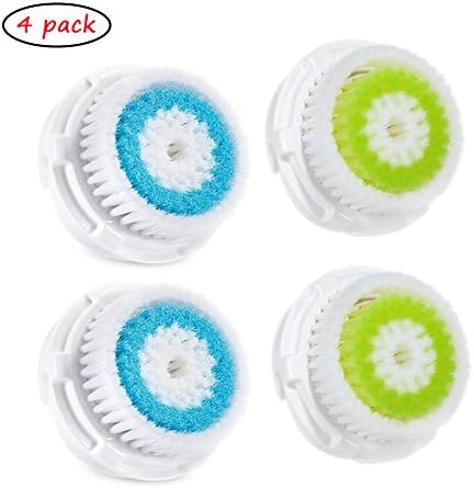 4 Pack Generic Replacement Brush Heads for Deep Pore Facial Cleansing | Compatible with Mia, Mia2, Mia3 (Aria), Mia Fit, Alpha Fit, Smart Profile, PLUS, PRO (Green+Blue)