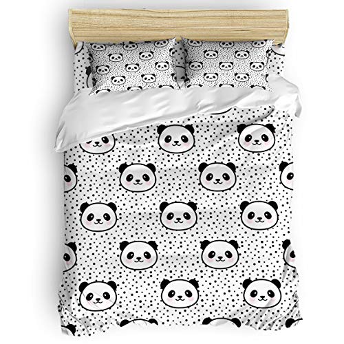 Trendier Soft Duvet Cover Set Twill Plush Bed Sets for Kids Girls Boys,Cute Giant Panda Head Animal Pattern,4 Piece Include 1 Comforter Cover 1 Bed Sheets 2 Pillow Cases King Size