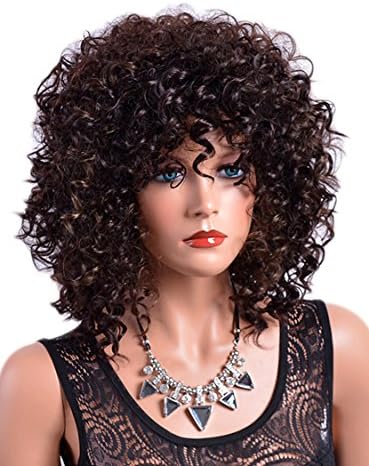Colorwigy Wigs For Black Women Afro Kinky Curly Wig Brown Color Party Wig Synthetic Wig 16inches