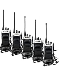 Retevis RT7 Walkie Talkies Radio UHF FM de dos vías recargable de 16 canales (borde negro plateado, paquete de 5)