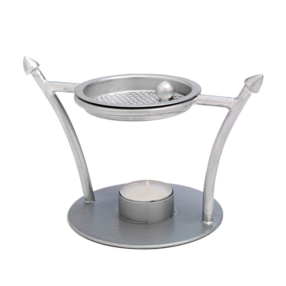 NKlaus Incense Burner silver Tealight Incense Stand with Strainer Deco brass 7551