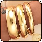 ONBRIG Gold Bangles Bracelets for Women Non Tarnish 3PCS Chunky Bracelet Stack Statement Bangle Jewelry for Women Gift