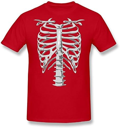 Qichen Shop Skeleton Costume Men's Red Tee Shirt Size 6XL Sport