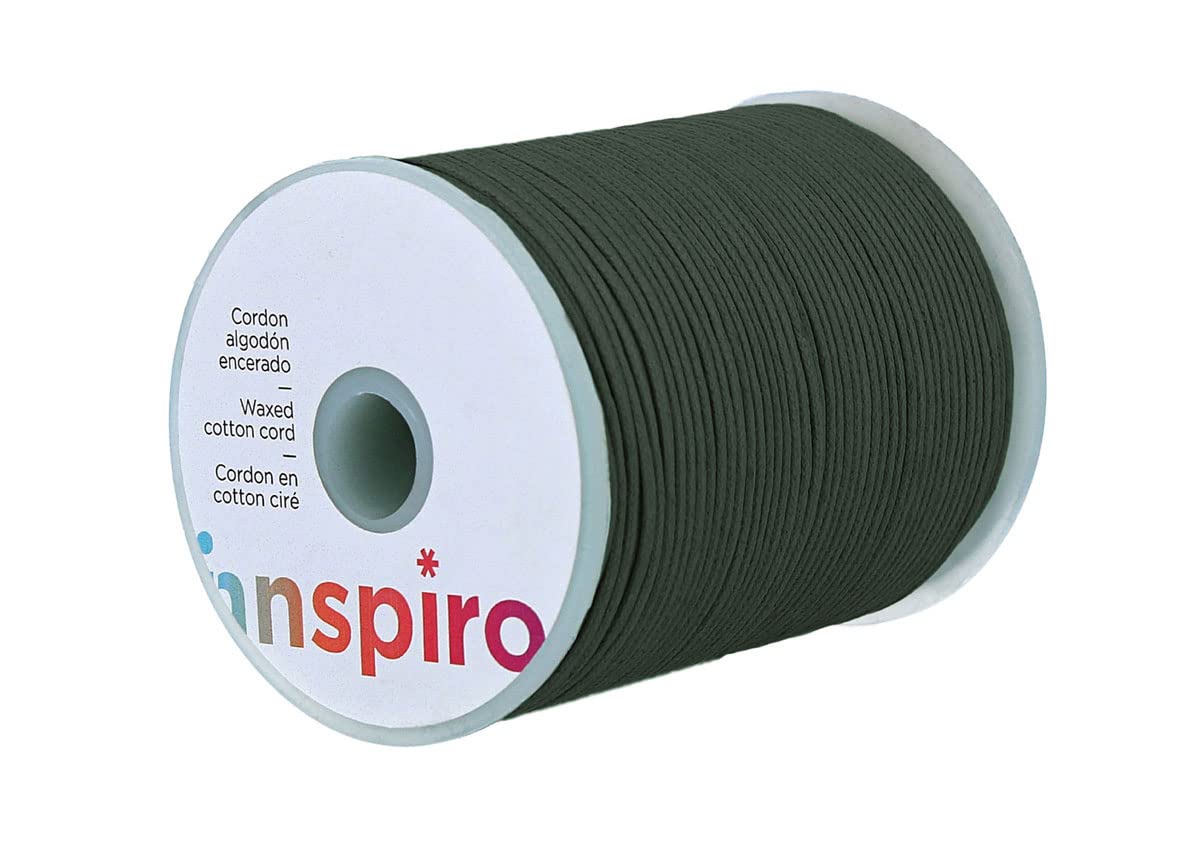 INNSPIRO Olive Green Fine Waxed Cotton Cord, 2 mm, 100 m.