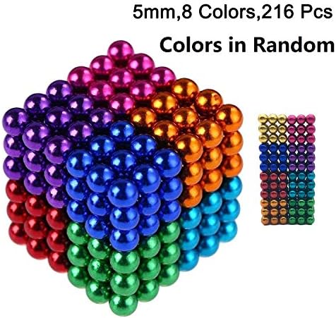 NUBAT 5MM216 Pieces Magnets Sculpture Building Magnetic Blocks Fidget Gadget Toys for Sculpture Stress Relief Magnet Intelligence Development&Office Cool Toy for Adult, 8 Color Style